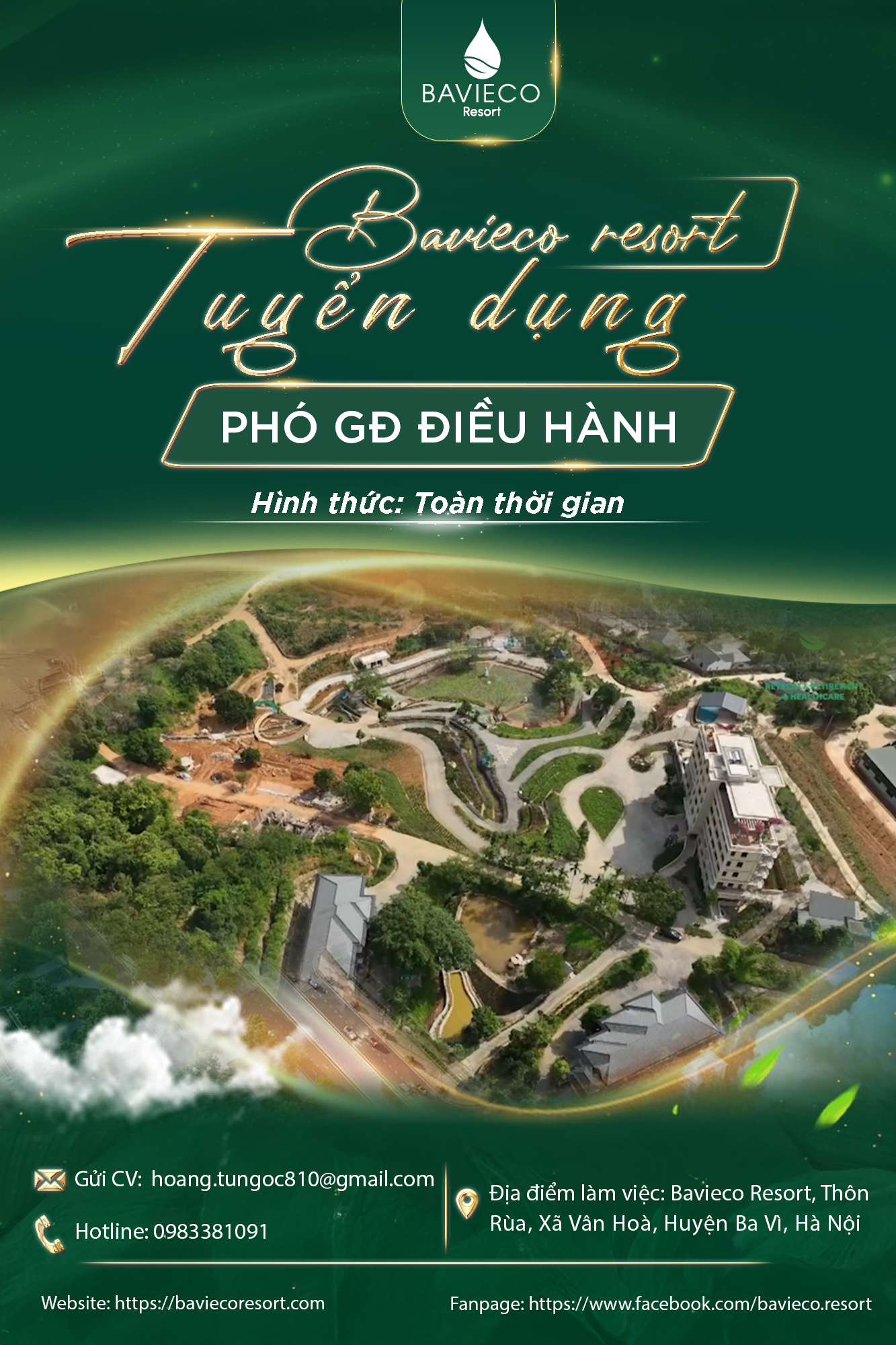 BAVIECO RESORT NGHỈ DƯỠNG, HƯU TRÍ & DỊCH VỤ CHĂM SÓC SỨC KHỎE THÔNG BÁO TUYỂN DỤNG Vị trí: PHÓ GIÁM ĐỐC ĐIỀU HÀNH